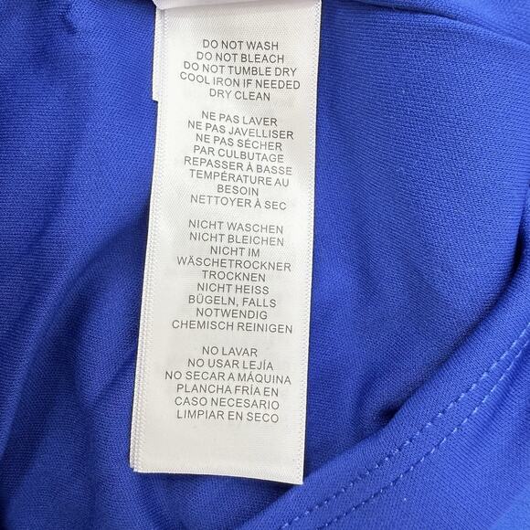 Adrianna Papell Bluebsatin Crepe High Low Dress 4 Ruffle Sleeve Cocktail Party - Picture 10 of 10